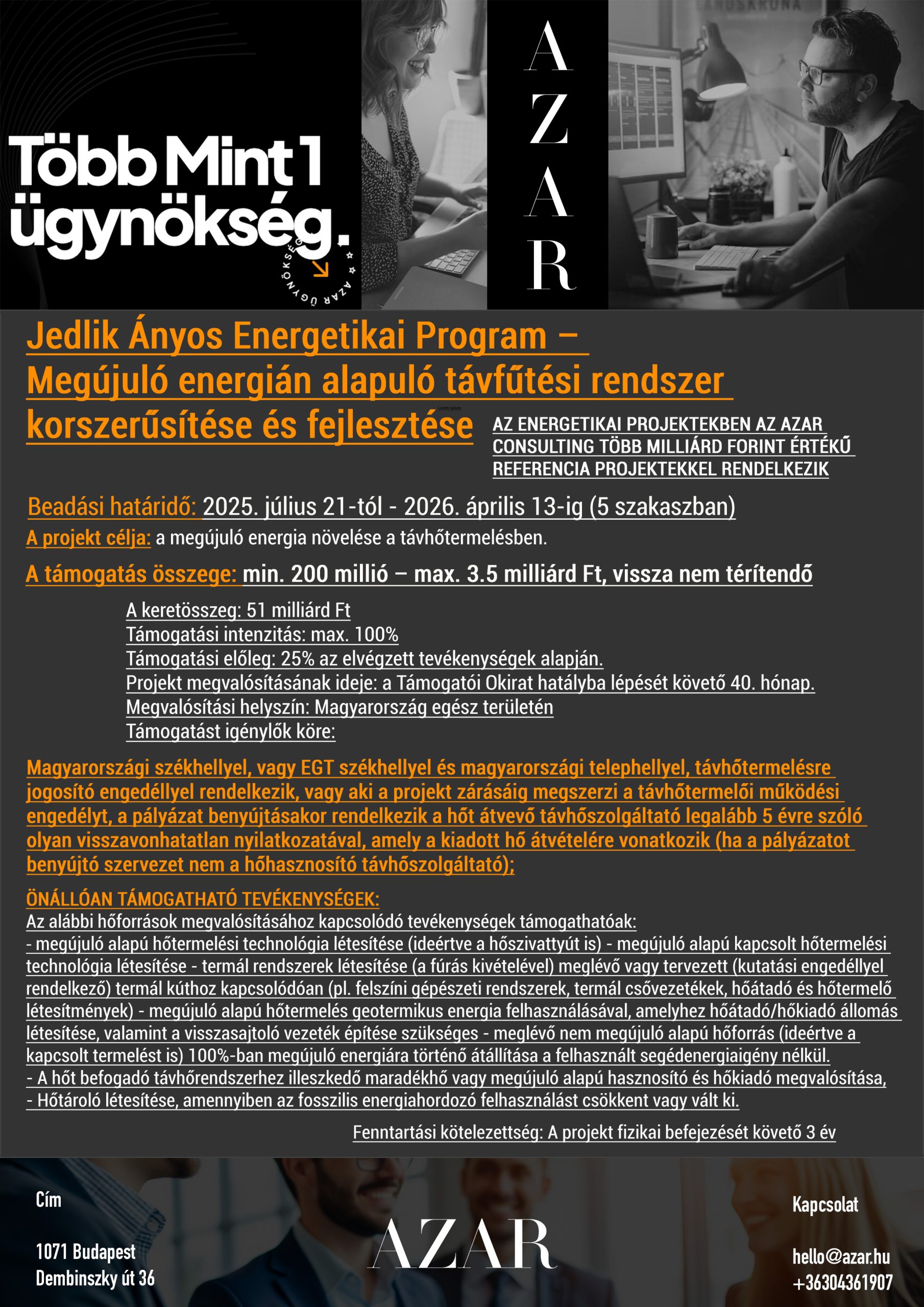 Jedlik Ányos Energetikai Program – Megújuló energián alapuló távfűtési rendszer korszerűsítése és fejlesztése