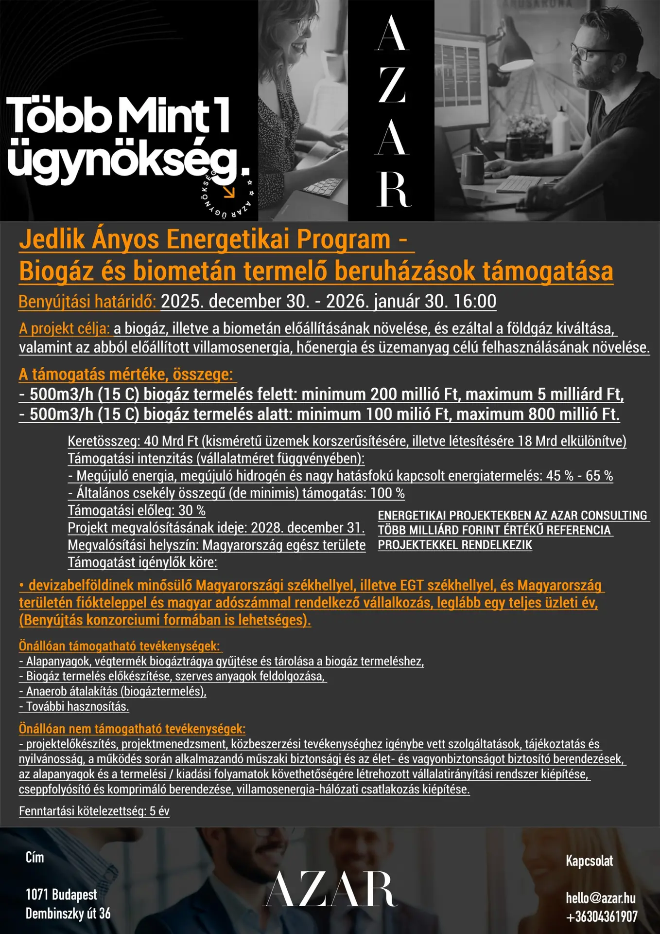 Jedlik Ányos Energetikai Program – Biogáz és biometán termelő beruházások támogatása 2026