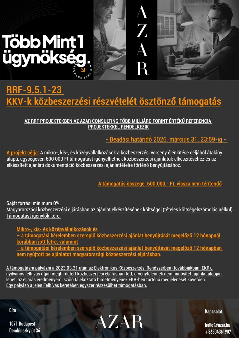 RRF-9.5.1-23 KKV-k közbeszerzési részvételét ösztönző támogatás 2026
