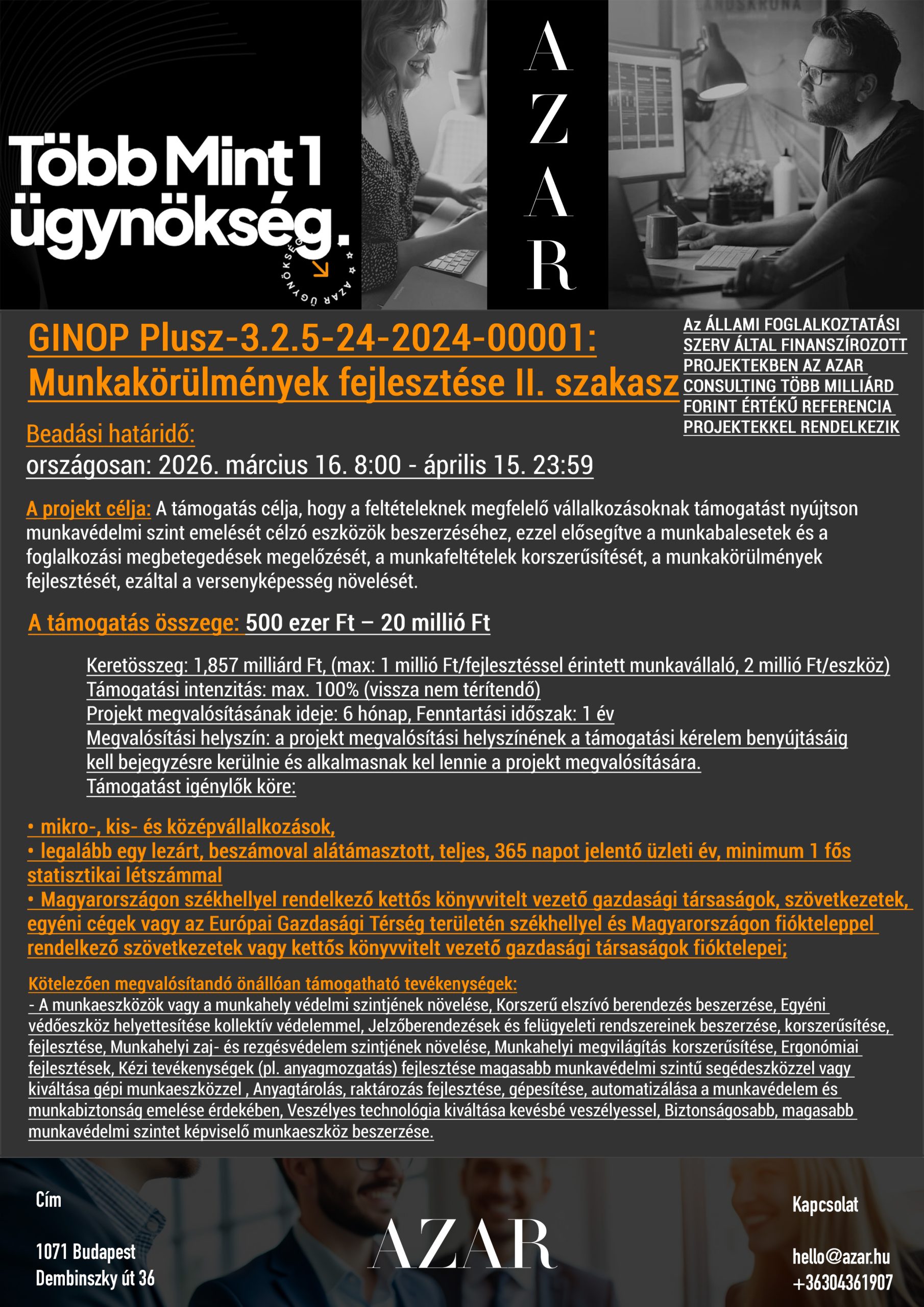 GINOP Plusz 3.2.5-24-2024-00001 Munkakörülmények fejlesztése II. szakasz