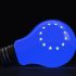 Glowing light bulb with european union symbols